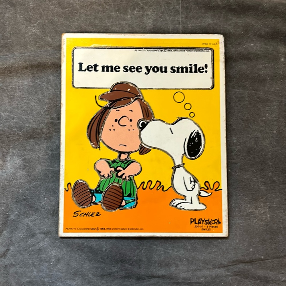 Vintage Made in USA Peanuts Snoopy & Peppermint Patty Playskool wooden puzzle